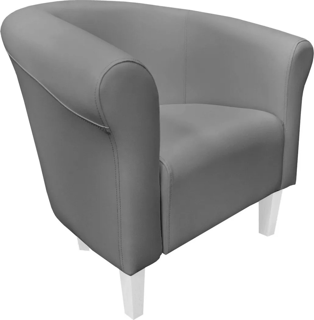 Fotel Milo tkanina Eko-skóra elegancki fotel do salonu i gabinetu : Kolor nogi - Biała, Kolor tkaniny - EKO-SKÓRA - 22D, Wysokość nogi - 15 cm