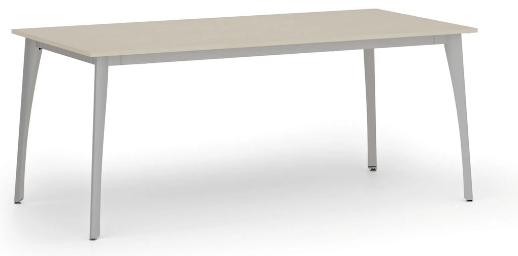 Stół konferencyjny do biura PRIMO OMEGA, 180x90 cm, szara podstawa, brzoza