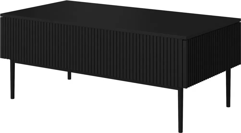 Stolik kawowy Nicole 120 cm z szufladami i metalowymi nogami - czarny mat / czarne nóżki