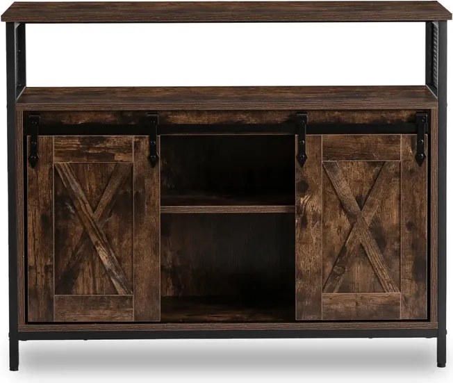 Komoda ARLO 100 cm z Półkami Dąb Rustykalny/Czarny Loft