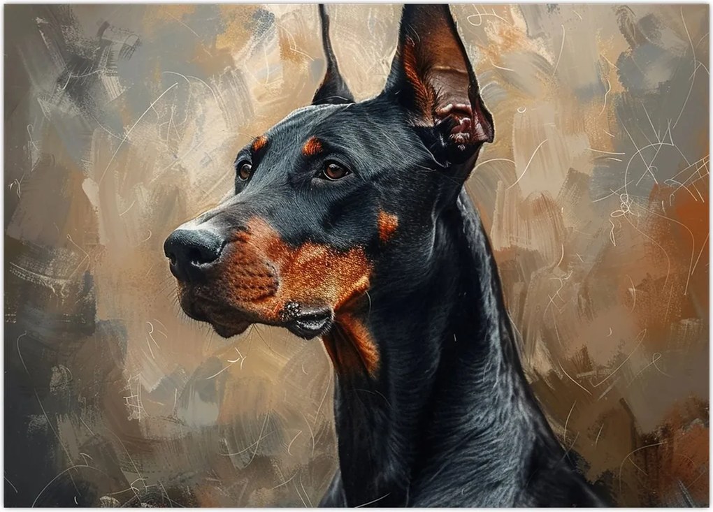 Obraz - Portret Dobrmana (70x50 cm)