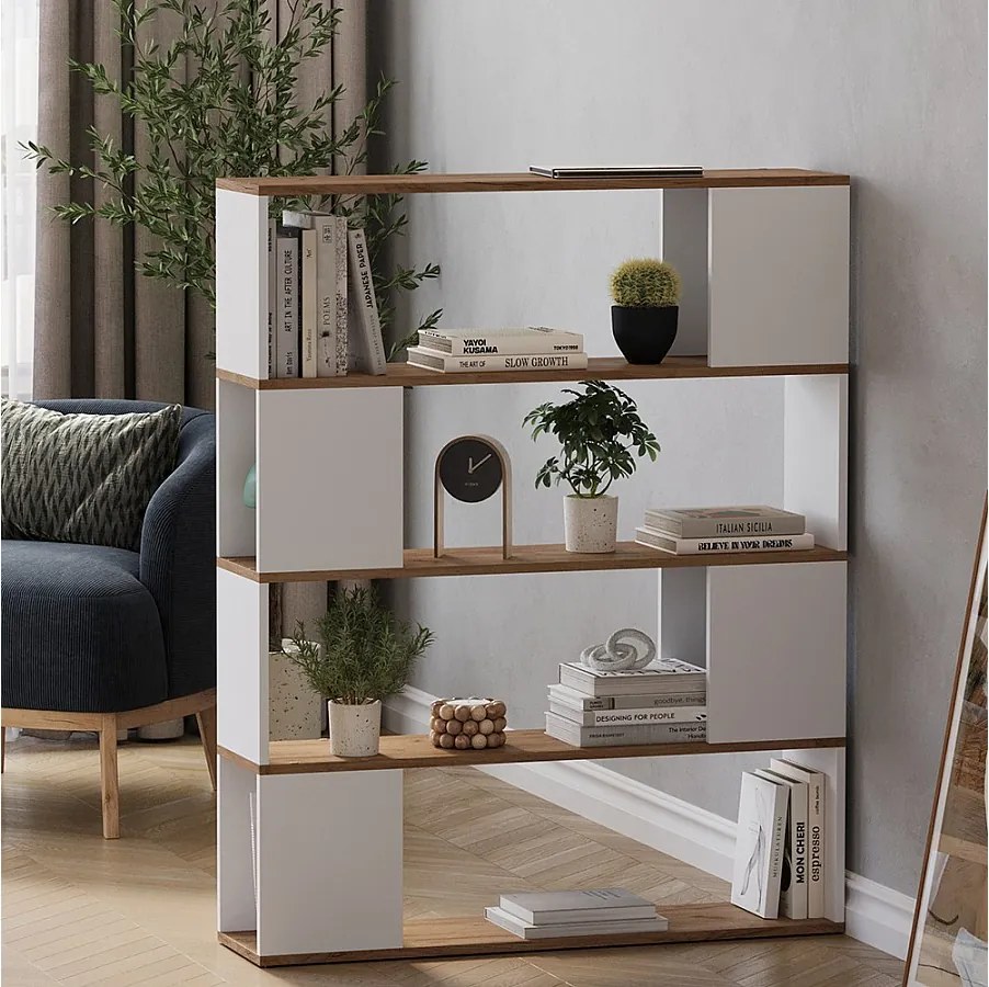 Rozdzielacz pokoju biały/złoty dąb 100x24x124.5 eneos