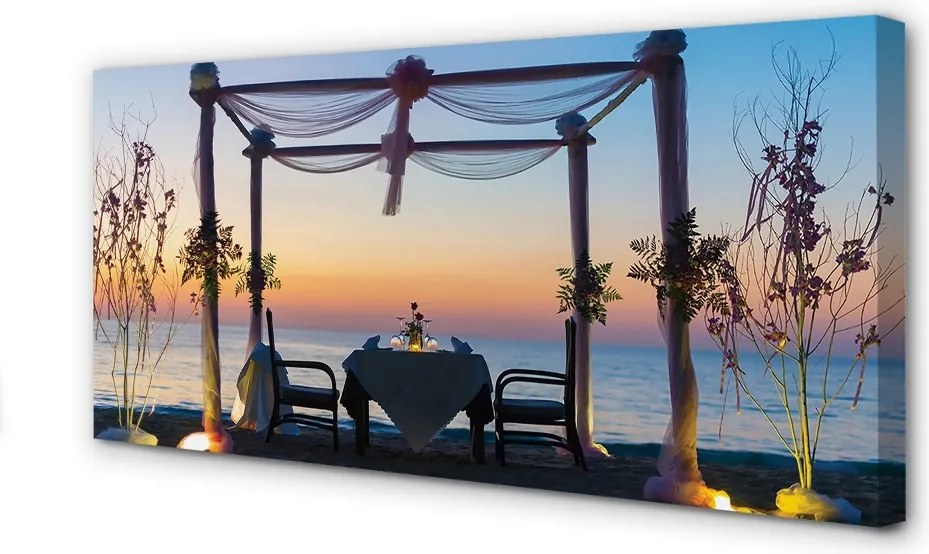 Obraz na płótnie Kolacja nad Morzem o Zachodzie