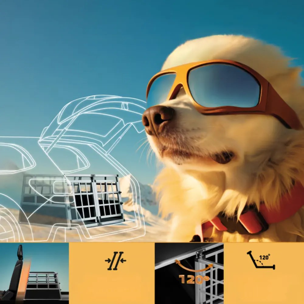 Transporter dla psa BRUNO, 89x70x51cm, srebrna/czarna Cadoca