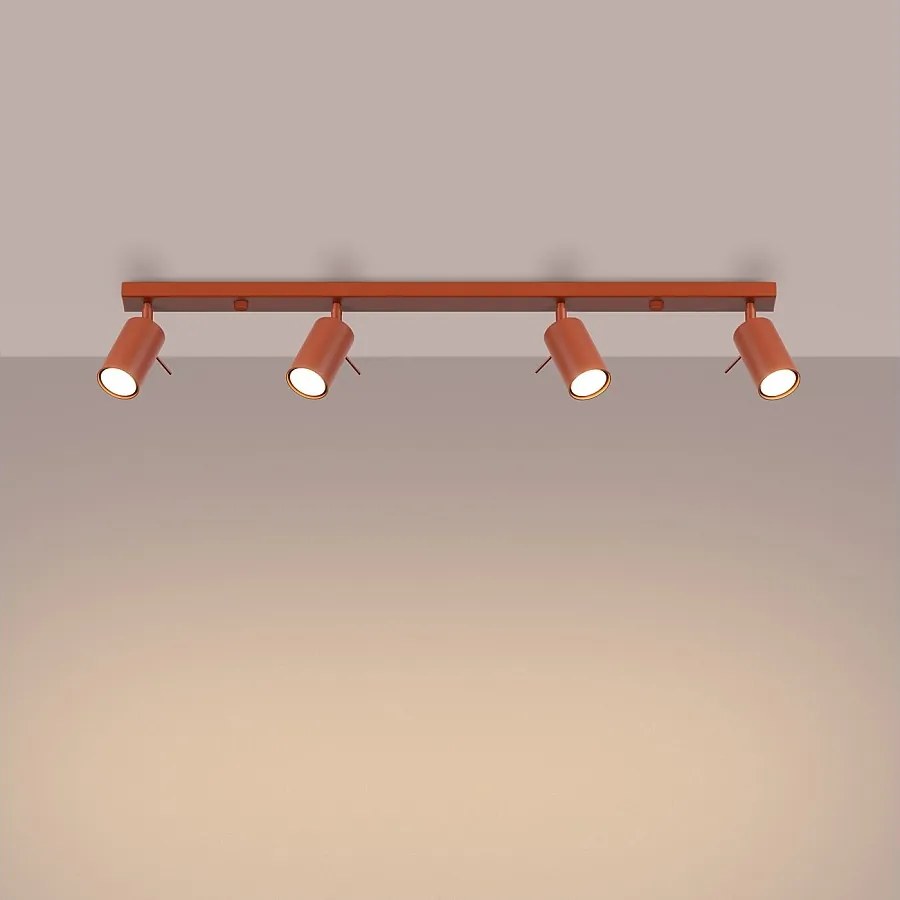 Lampa sufitowa nowoczesny Briix, stal - 4 źródło światła 3000K - L.81 x H.17 cm - ochra czerwona