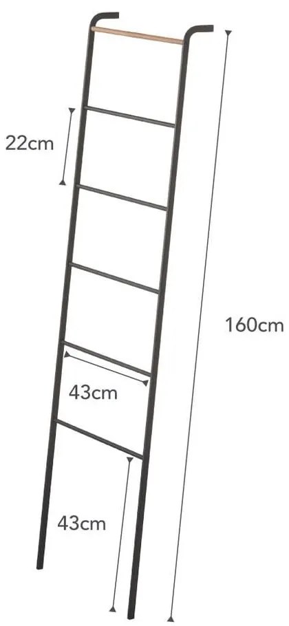 Czarna drabina dekoracyjna z detalem z bukowego drewna YAMAZAKI Tower Ladder