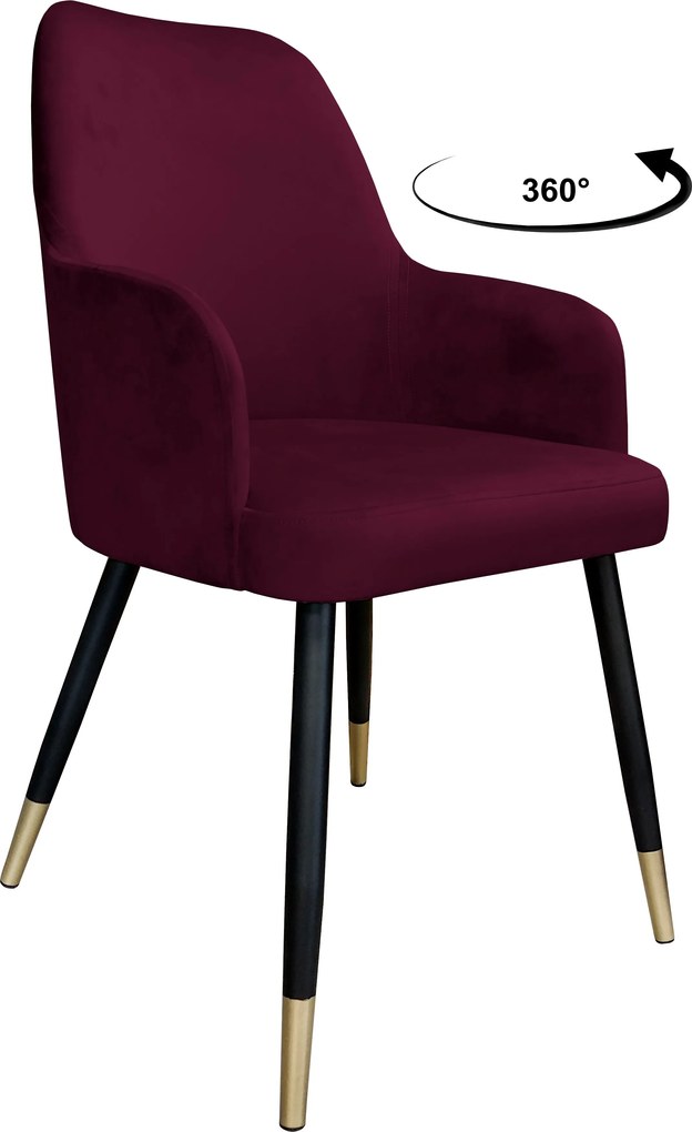 Krzesło WESTA tkanina Welur noga metalowa elegancki styl loftowy : Kolor nogi - Czano-złota stożek, Kolor tkaniny - VELVET - MG02, Typ siedziska - Siedzisko obrotowe 360°