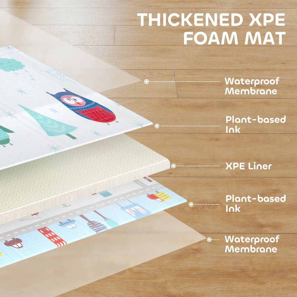 AIYAPLAY Mata dla niemowląt, motyw zwierząt, pianka, 1,5 cm wyściółki, antypoślizgowa