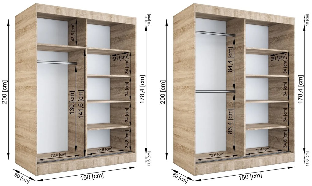 Korpus szafy MODUO COMFORT 150 dąb sonoma MKPOL