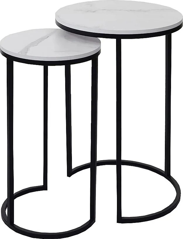 Zestaw 2 stolików bocznych MCW-K46,  biało-czarny