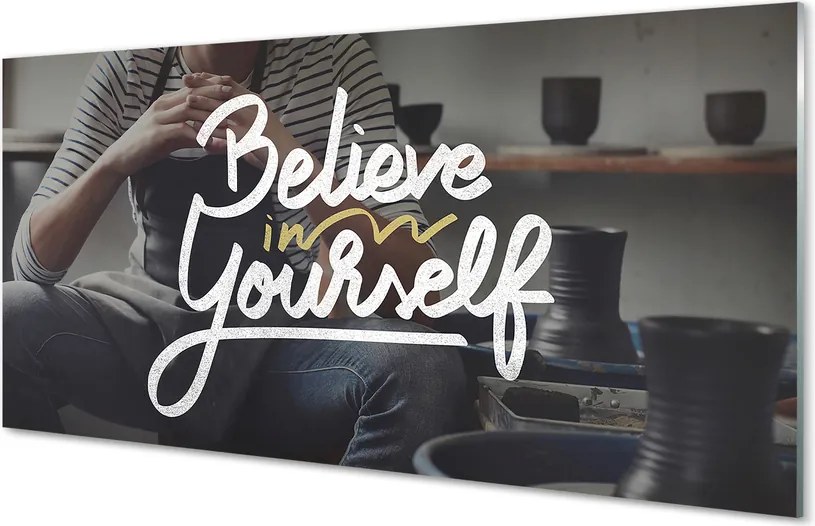 Szklany Panel Człowiek i Napis