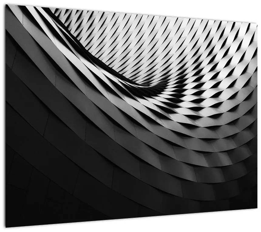Abstrakcyjny obraz - czarno - biała spirala (70x50 cm)