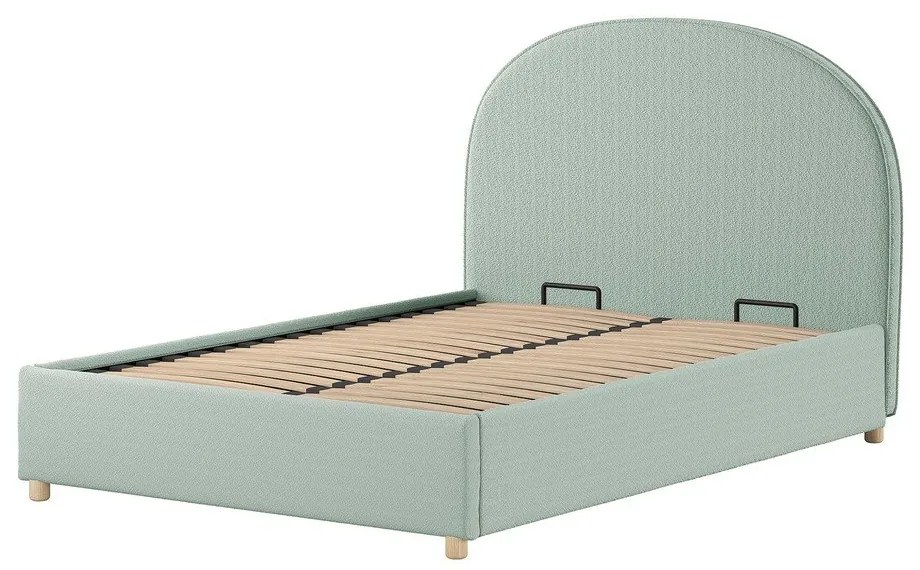 Zielone tapicerowane łóżko dwuosobowe ze schowkiem i stelażem 140x200 cm Moon – Vipack