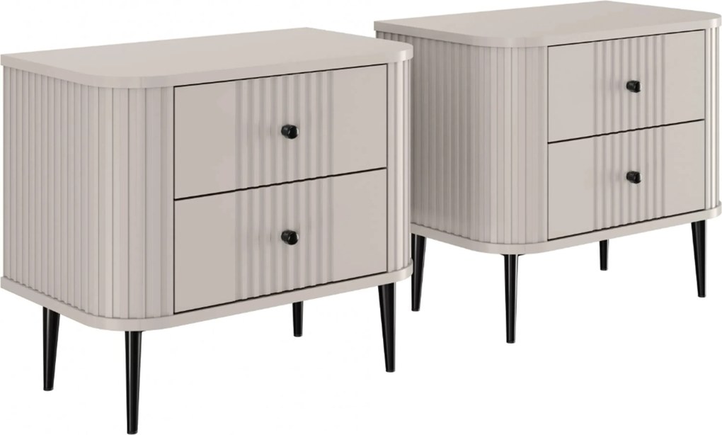 Zestaw szafek nocnych Vesper 56 cm - kaszmir / czarne nogi