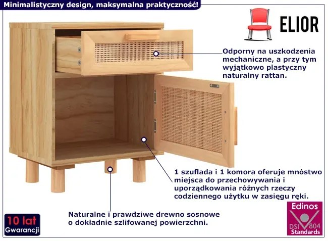 Szafka nocna na nóżkach w stylu boho H4-P19