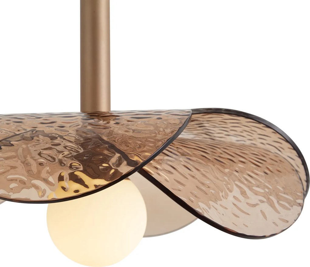 Designerska lampa wisząca ciemny brąz z bursztynowym szkłem - Kemner