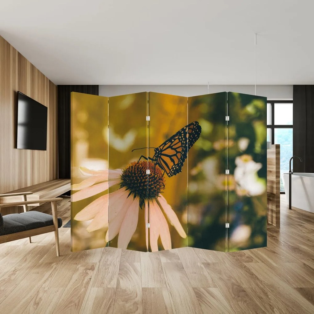 Parawan - Motyl na kwiatku (210x170 cm)