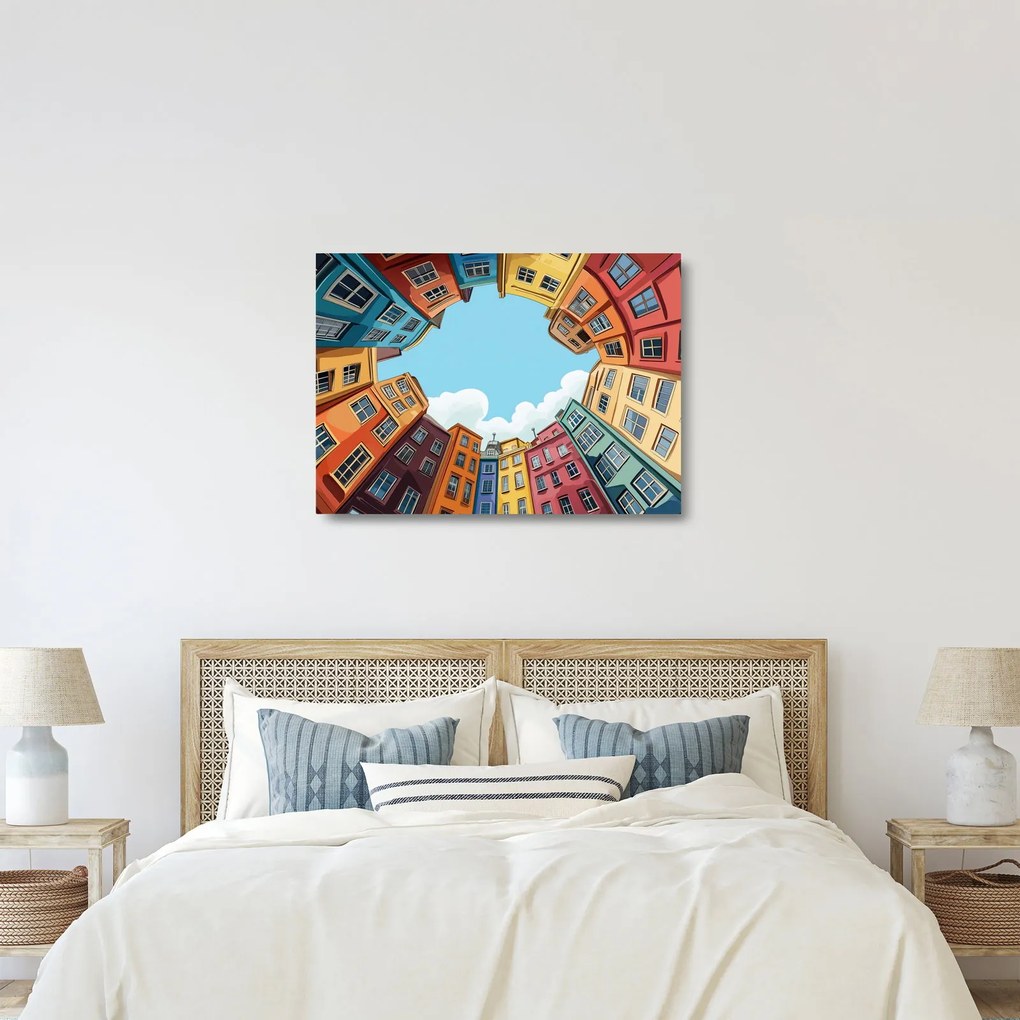 Obraz na szkle - Między domami (70x50 cm)