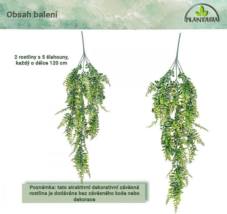 PLANTASIA Zestaw sztucznych roślin wiszących, 120 cm, 2 szt