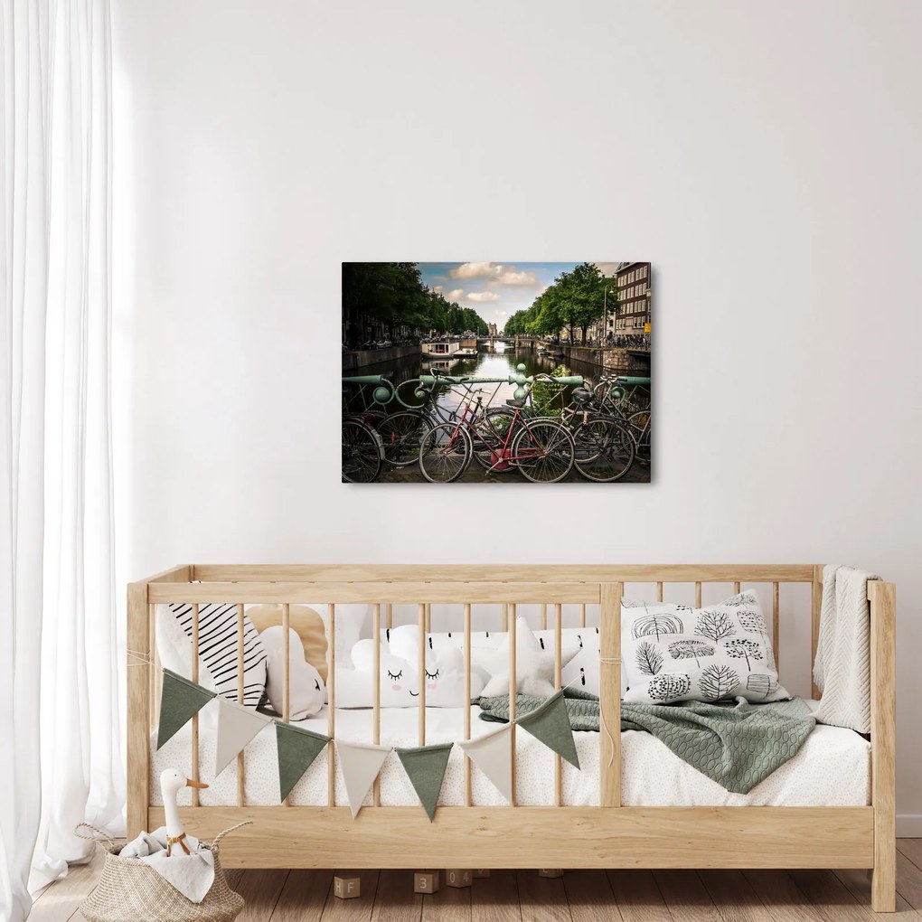 Obraz roweru w mieście (70x50 cm)