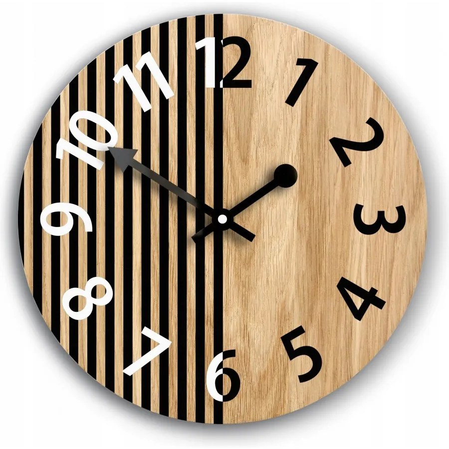 Zegar na ścianę nowoczesny drewniany z cichym mechanizmem okrągły solidny