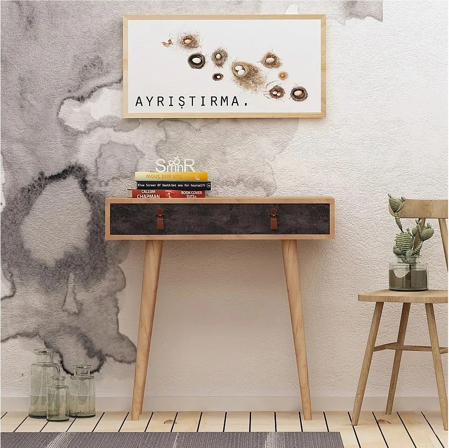 Komoda – 80 cm x 87,6 cm x 30 cm – Dąb i Ciemny Szary – Melamina