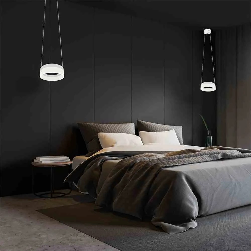 LAMPA WISZĄCA RING 12W LED, okrągły, biały, pojedynczy, jedna lampa