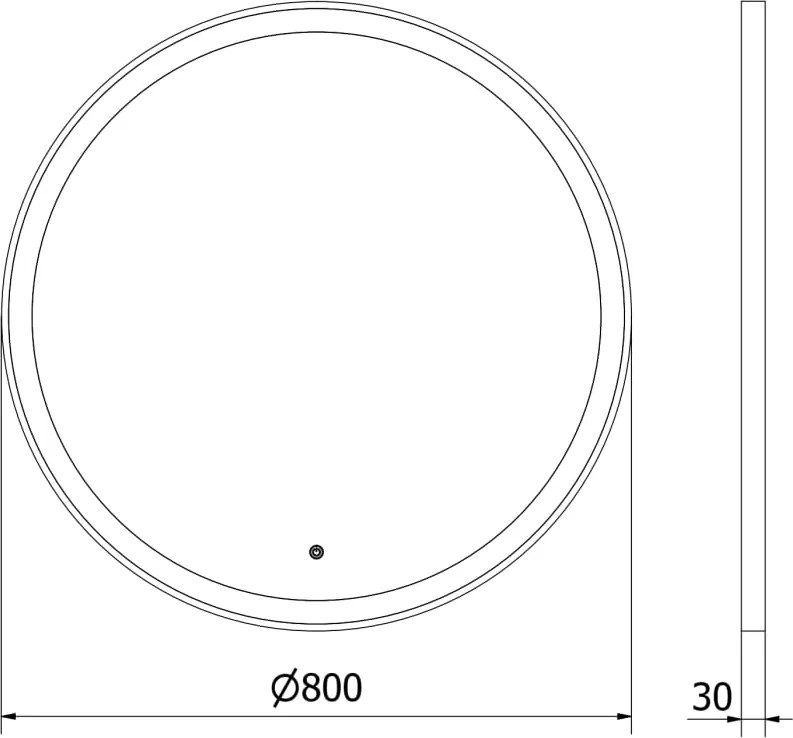 Mexen Esso lustro łazienkowe podświetlane, okragłe 80 cm, LED 6000K, antypara, rama czarna - 9825-080-080-611-70