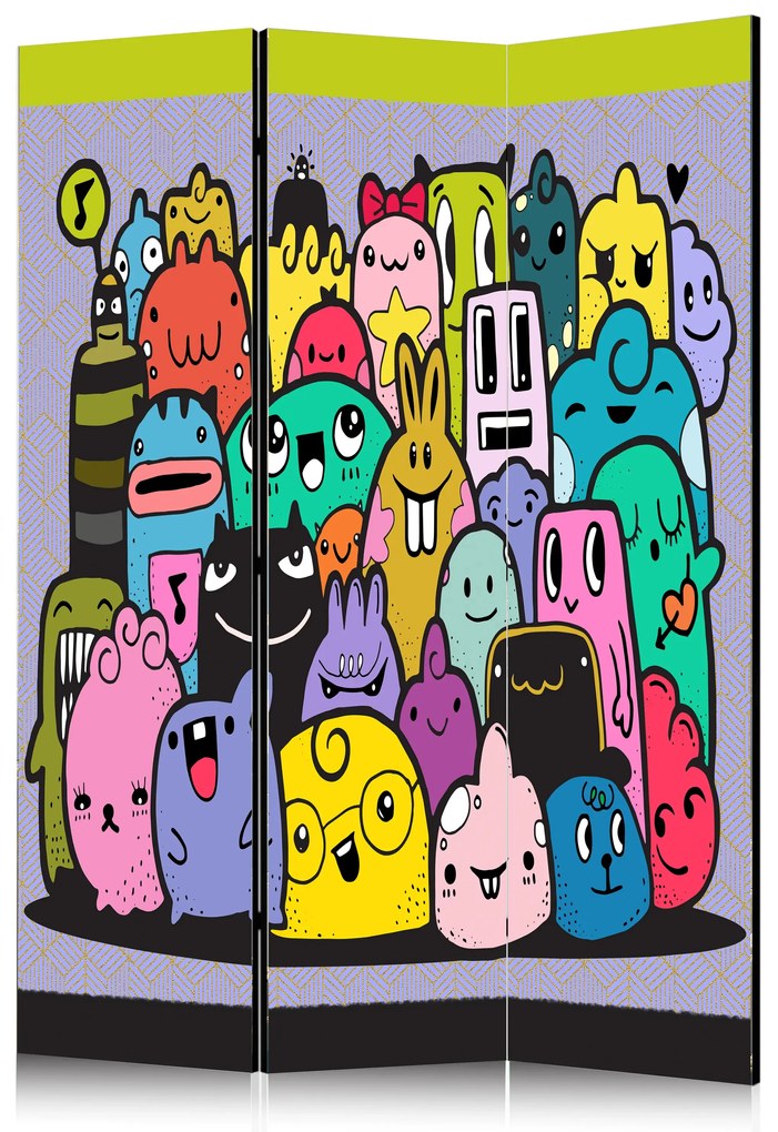 Parawan dwustronny Dla dzieci 135x172 cm 3-częściowy wielokolorowy ARTGEIST B