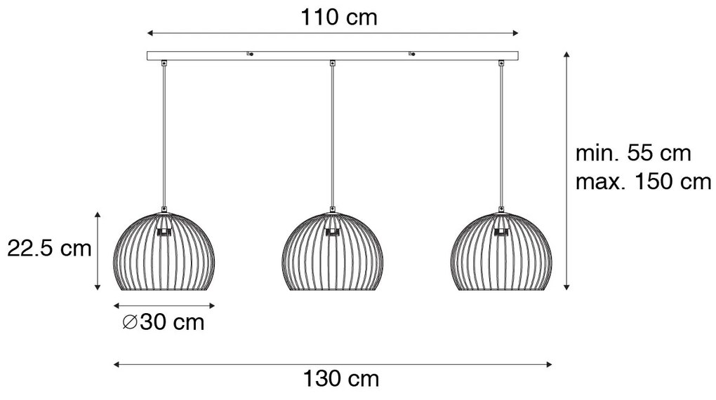Nowoczesna lampa wisząca czarna 3-światłowa - Koopa Nowoczesny Oswietlenie wewnetrzne