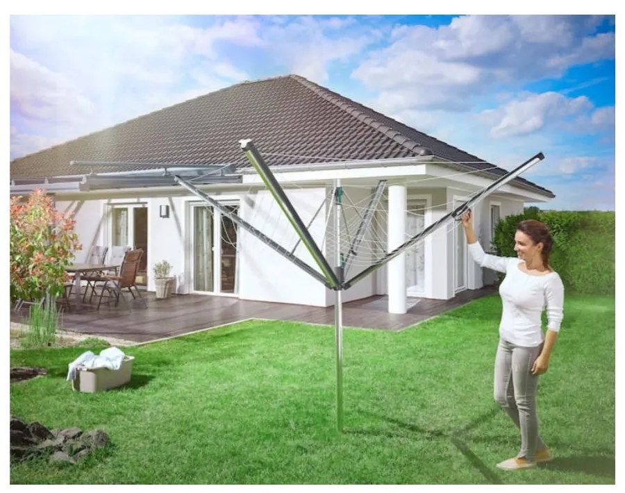 Ogrodowa suszarka na pranie w kolorze srebra 60 m Linomatic 600 Plus – LEIFHEIT