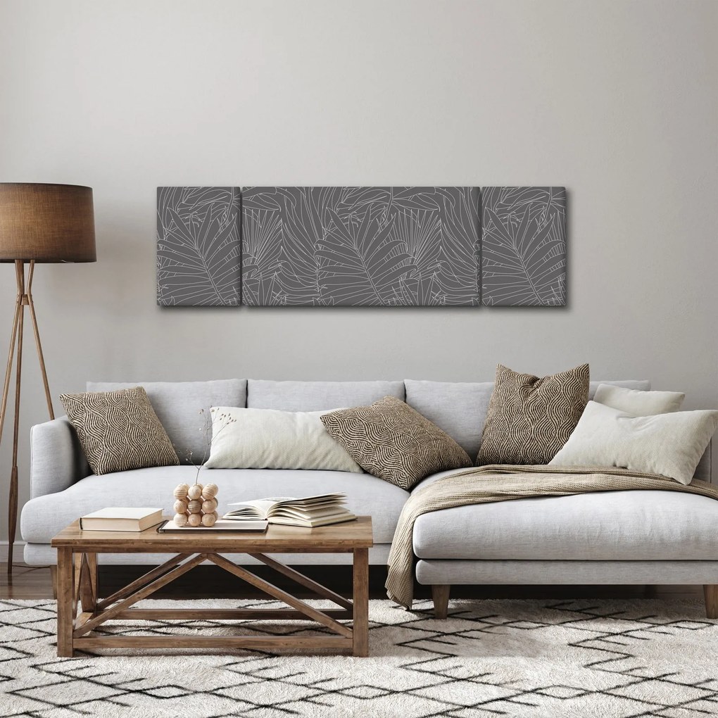 Obraz - Szare liście palmy (170x50 cm)