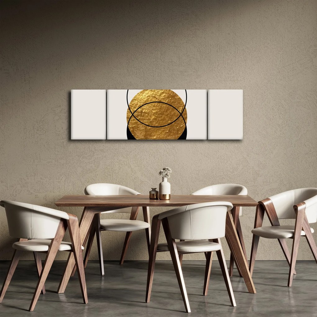 Obraz - Abstrakcja złoto-biała N⁰2 (170x50 cm)