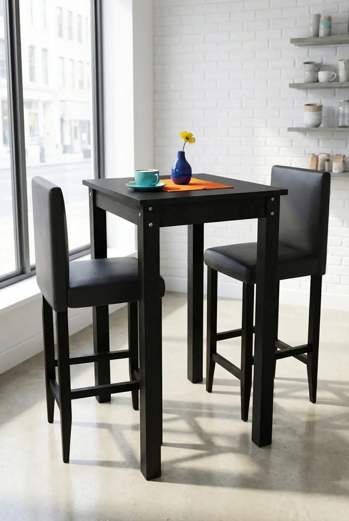 Czarny stolik barowy z 2 hokermi G6-K92