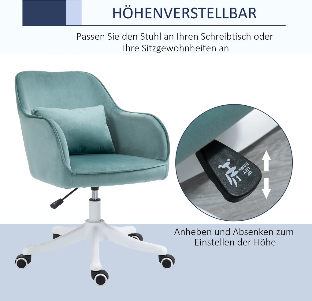 Vinsetto Fotel z masażerem krzesło obrotowe z funkcją wibracji aksamit Maksymalne obciążenie 115kg Zielony | Aosom PL