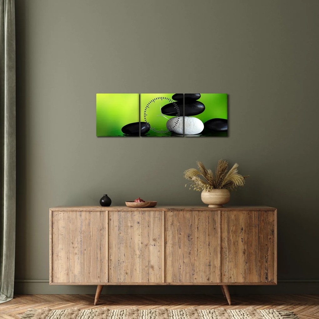 Obraz - Kamienie do relaksu (z zegarem) (90x30 cm)