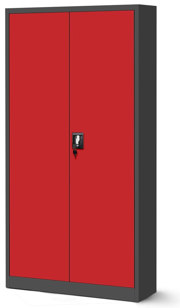 Zestaw 4x szafa biurowa metalowa na akta antracytowo-czerwona, 900x1950x400 mm: JAN H