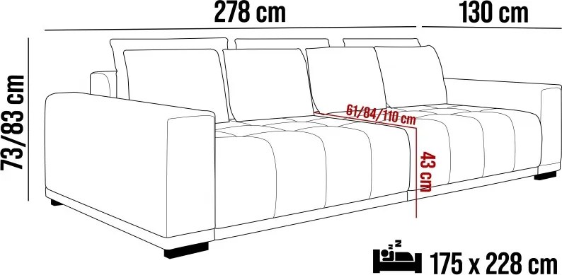 Sofa MOTTA funkcja spania System rozkładania DL KANSAS 22 WERSAL