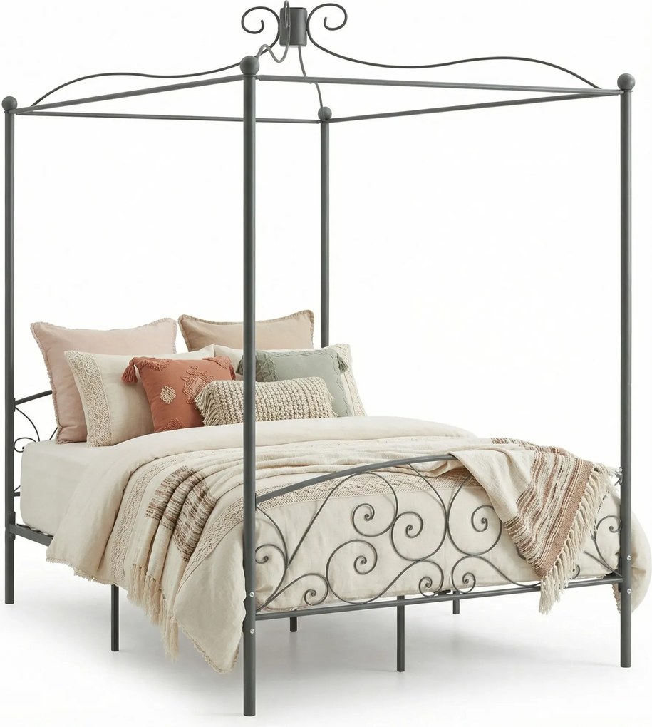 Szare metalowe łóżko rustykalne 120x200 cm A1-N41