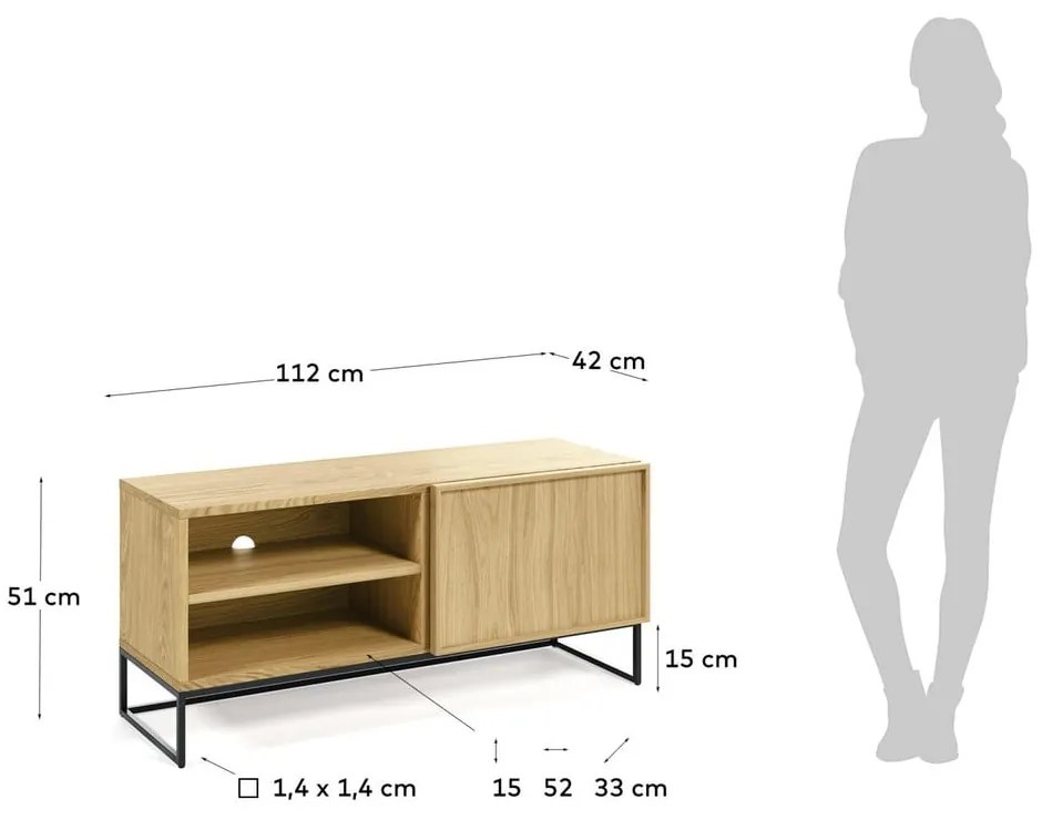 Szafka pod TV w dekorze dębu 112x51 cm Taiana – Kave Home