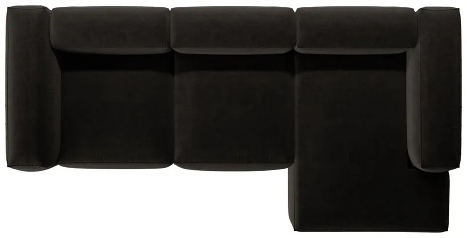 Czarny narożnik (prawostronny/z szezlongiem) Bergamo – Cosmopolitan Design