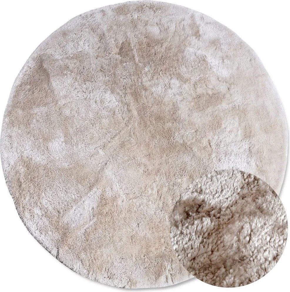 Dywan Cosy Shaggy Kremowy Elle Decoration Koło – miękki, wysoki włos 200 cm x 200 cm Certyfikat Oeko-Tex
