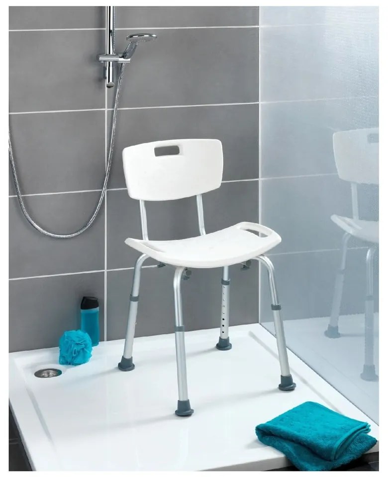 Taboret z oparciem pod prysznic Wenko Stool With Back, 54x49 cm