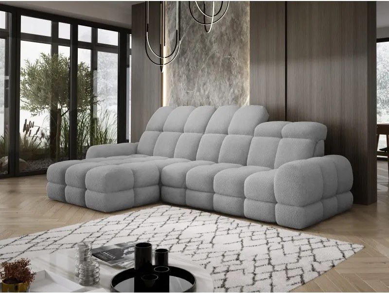 Narożnik TOLLO MINI S Lewostronny Elektryczna regulacja Bubble 06 kolor Jasny Szary WERSAL