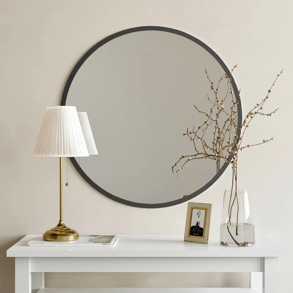 Lustro Yuvarlak Ayna Siyah 60 cm
