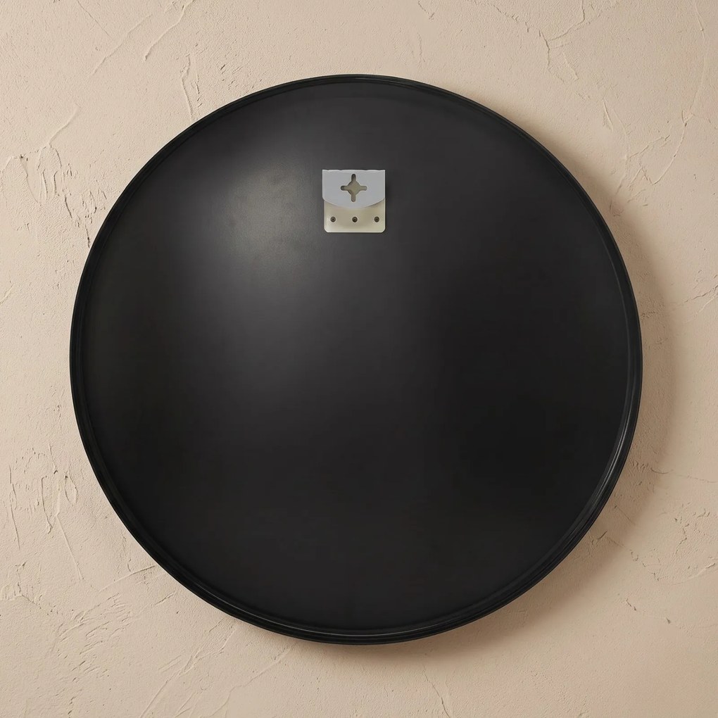 Okrągłe lustro ścienne w metalowej ramie, Ø 70 cm, czarne