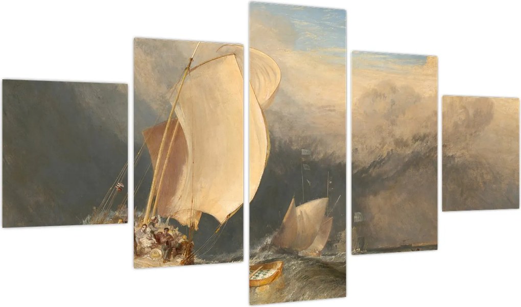 Obraz - William Turner, Fishing Boats with Hucksters Bargaining for Fish, reprodukcje (125x70 cm)