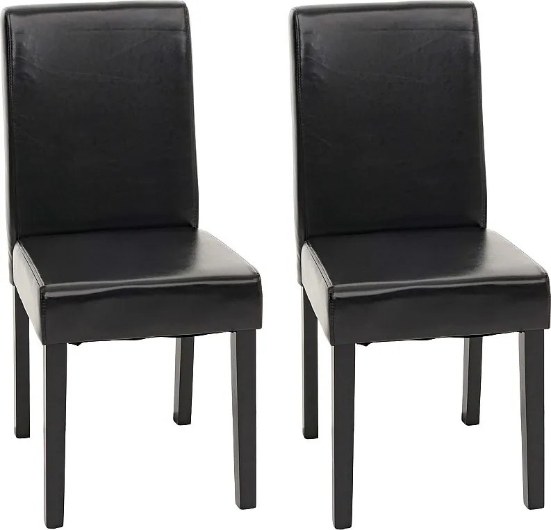 Zestaw 2 krzeseł do jadalni Littau ze sztucznej skóry,  imitacja skóry, czarny, ciemne nogi