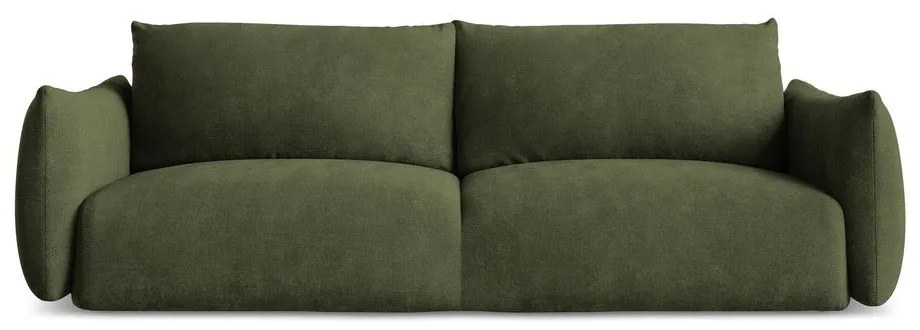 Zielona rozkładana sofa z tkaniny szenilowej 230 cm Leila – Makamii