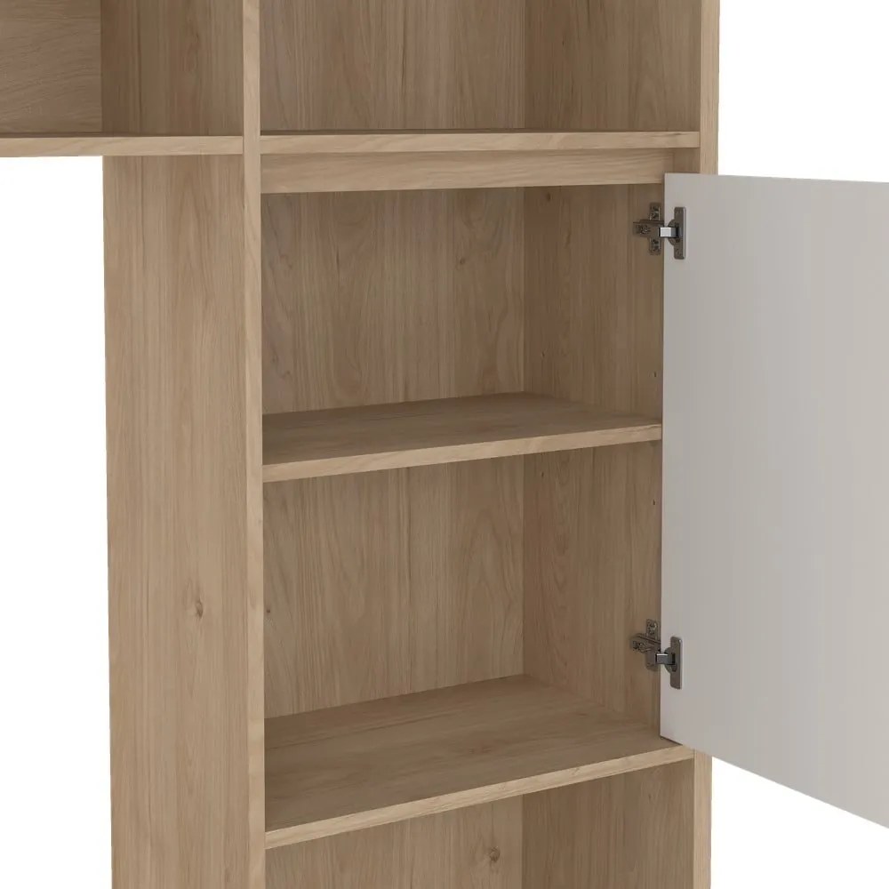 Biało-naturalny zestaw pod TV w dekorze dębu 209x183x48 cm Next – Tvilum